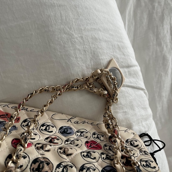 Vintage Chanel  Quilted Printed Cambon Graffiti Textile Mini Square Bag - Picture 2 of 3